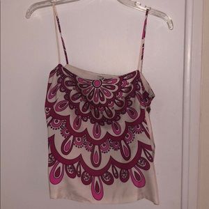 Pink and white print Milly silk cami